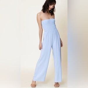 En crème juniper smocked jumpsuit XL NWT light blue